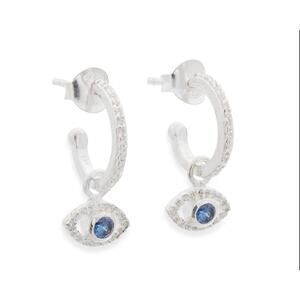 Silver Evil Eye Hoop Earrings